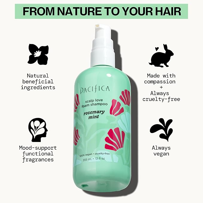 Pacifica Rosemary Mint Scalp Detox Shampoo – Clarifying Shampoo for Dry Flaky Scalp, Removes Buildup & Excess Oil, Invigorating Rosemary + Mint Clean Beauty Vegan Dermatologist Tested