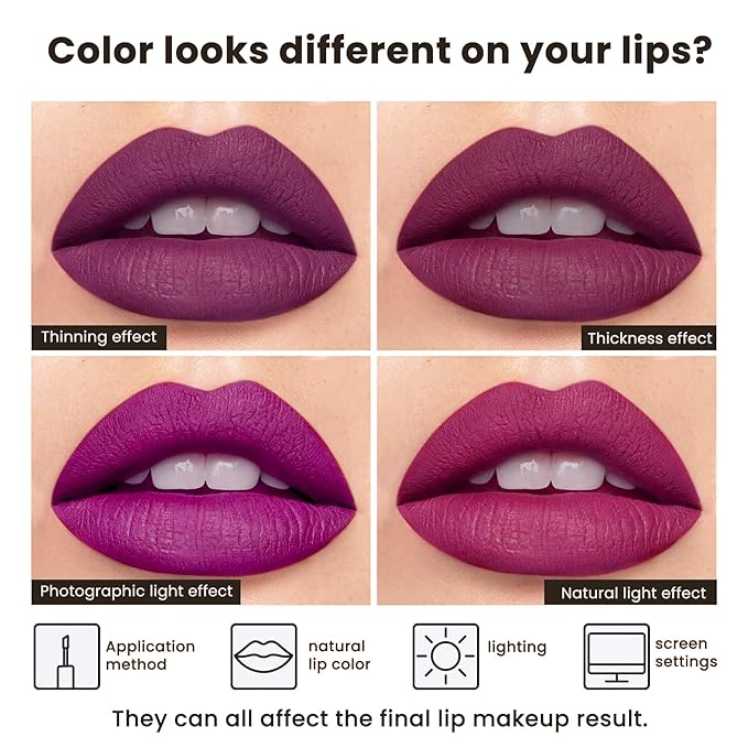 Red-Toned Purple Liquid Lipstick - Long Lasting, Smudge Proof, Transfer Resistant Lip Color, Waterproof, Non-Transfer Formula (Purple Potion)