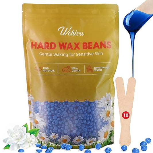 Hard Wax Beads, 1.2lb Wax Beads for Hair Removal, Sensitive Skin with Chamomile Formula, For Face Eyebrow Leg Bikini Brazilian Waxing, Waxing Beads for Beginners (Coarse Body Hair Specific)