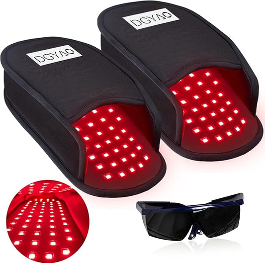 Red & Infrared Light Therapy Device for Foot Pain Relief 660nm & 880nm LED Light Therapy Slippers with Pulse Mode Full Cover Feet Toe Instep Sole Home Use (Two Pads)