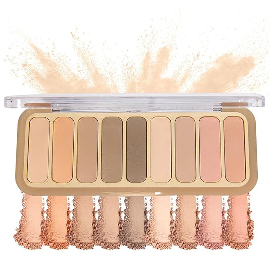 9 Colors Mini Matte Naked Eyeshadow Palette High Pigmented Peach Eye Shadow Powder Ultra-Blendable Waterproof Long Lasting Neutral Nude Makeup Pallet Suitable for Older Women