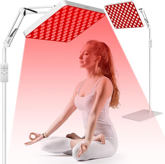 SUXIO Red Light Therapy for Face and Body, 165 LED Red Infrared Light Therapy Lamp，Red Light Therapy Panel with Remote, Deep 660nm - 820nm Near Infrared Light Therapy for Body Skin Care at Home