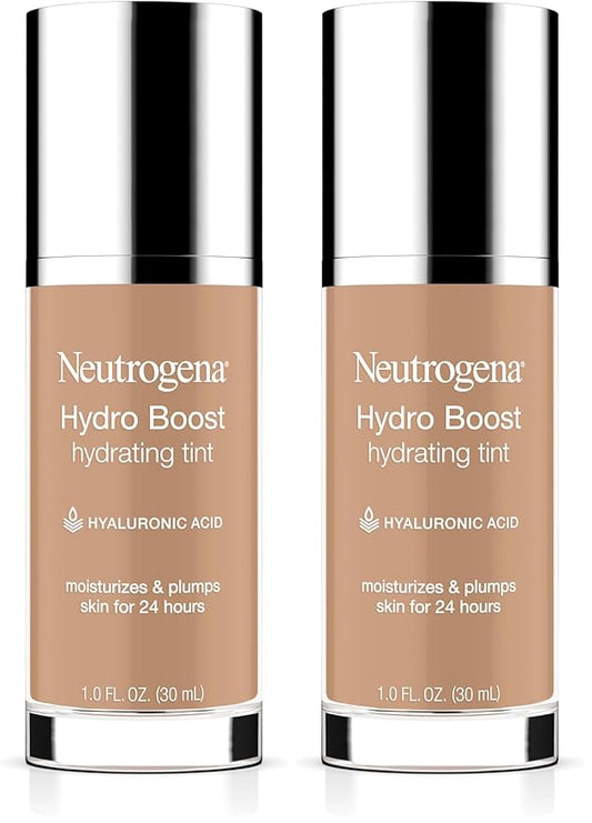 Neutrogena Hydro Boost Hydrating Tint with Hyaluronic Acid, Lightweight Water Gel Formula, Moisturizing, Oil-Free & Non-Comedogenic Liquid Foundation Makeup, 40 Nude Color, 1.0 fl. oz (Pack of 2)