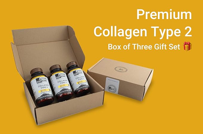 3 Pack Collagen Pills Type 2 for Joint and Cartilage Support - Grass Fed Beef Collagen Hydrolyzed Type 2 Capsules with Vitamin C and Hyaluronic Acid