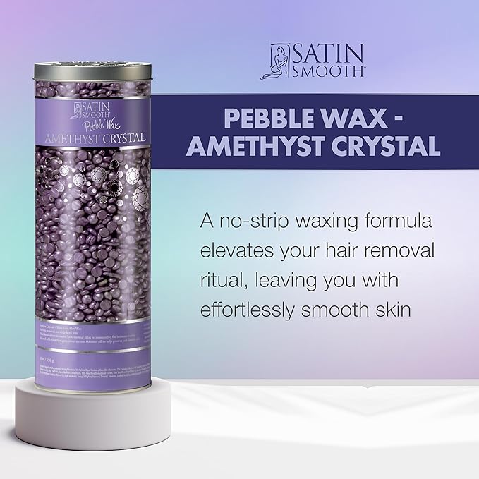 Satin Smooth Amethyst Crystal Flex Hard Wax Beads – Thin-Film Pebble Hard Wax for Sensitive Skin & Fine to Medium Hair, 23 oz