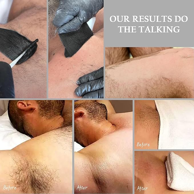 Maxpearl 2.5LB Hard Wax Beads for Hair Removal, Men’s Coarse Hair Formula - Brazilian Waxing, Sensitive Skin, Face, Underarms, Legs, Back, Chest and More, with 20 Wax Sticks, Black