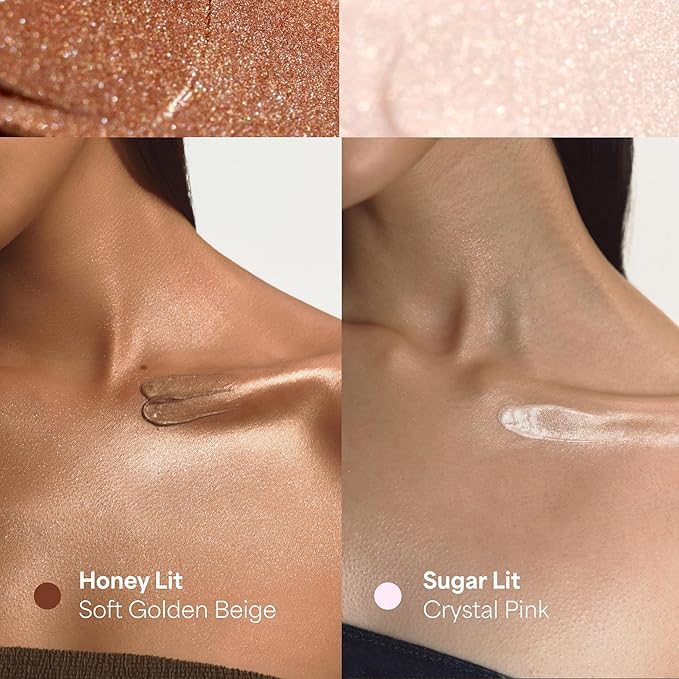 ENTROPY MAKEUP Glow Serum Body Highlighter, 75% Water-Rich Serum with Skincare Ingrediants, Buildable Radiance, Silky Lightweight for Face & Body, Soft Golden Beige Bronzer, Honey Lit