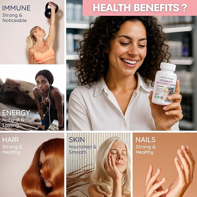 Women's Multivitamin & Mineral Complex with Plant-Based Extracts - Hair Skin and Nails Vitamins - Foundational Multivitamin for Women - 30 Day Supply