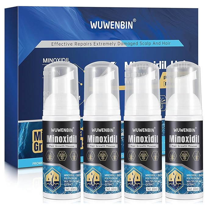 5% Minoxidil Hair Growth With Biotin: Minoxidil for Men and Women - Hair Growth Supports Thicker and Fuller Beard & Hair(4 Pack 8Oz For 8 Month Supply)