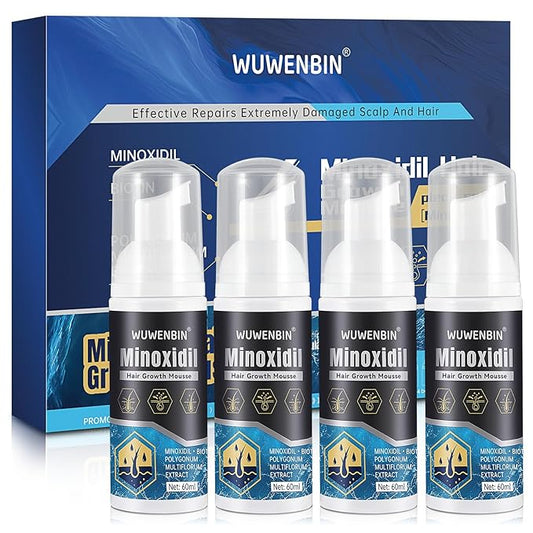 5% Minoxidil Hair Growth With Biotin: Minoxidil for Men and Women - Hair Growth Supports Thicker and Fuller Beard & Hair(4 Pack 8Oz For 8 Month Supply)