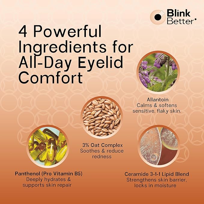 BlinkBetter® Restore Eyelid Cream – 3% Oat Extract & Ceramide Complex – Soothing Hydration & Barrier Support for Dry, Itchy, Red, Sensitive, or Flaky Skin Around the Eyes – All-Day Use – 1oz