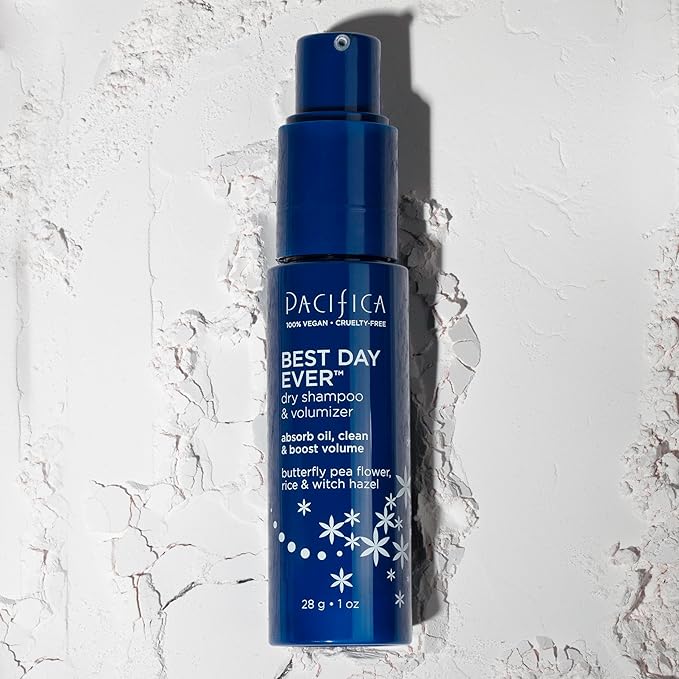 Pacifica Dry Shampoo Powder - Best Day Ever Waterless Shampoo & Instant Volumizer - adds Texture, Refreshes & Absorbs Oil, Non-Aerosol for Women of All Hair Types Natural & Vegan Dermatologist Tested