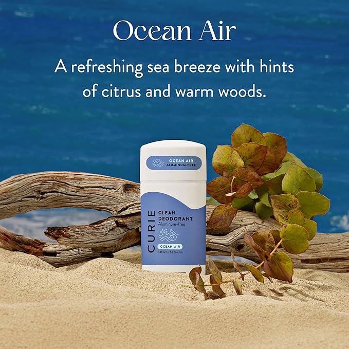 Curie Natural Deodorant for Women - Coconut Nectar + Ocean Air - Aluminum Free, Clean, Sustainable, Vegan, Paraben Free (2pk)