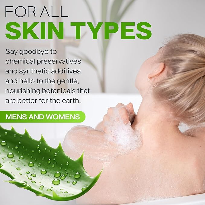 All Natural Body Wash for Women, Men, Kids: Huge 16 oz. Non Toxic Organic Shower Gel Moisturizing Sensitive Skin Body Wash, Clean Vegan Ingredients Aloe Vera, Coconut, Honey, Vitamin E, Fragrance Free