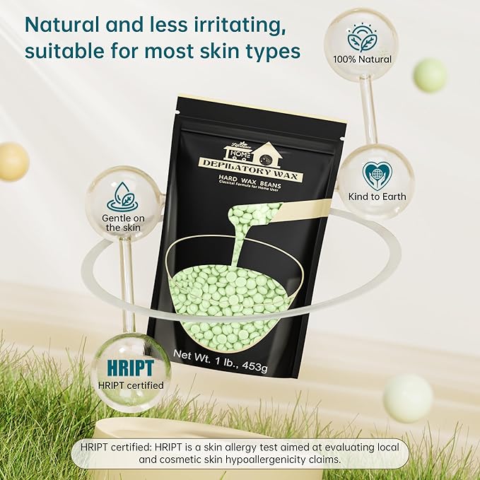 Lifestance Tea Tree Waxing Beads, 1LB Coarse Hair Removal Wax Beans for Face, Eyebrow, Brazilian Bikini, Sensitive Skin at Home for Women and Men
