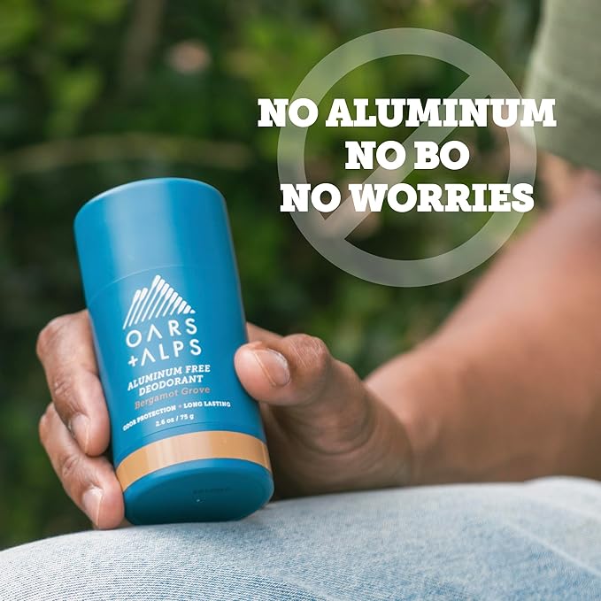 Oars + Alps Deodorant for Men & Women, Aluminum Free Deodorant for Men, Clean Ingredients, Vegan, Long Lasting, Odor Protection, Bergamot Grove, 3pk, 2.6oz