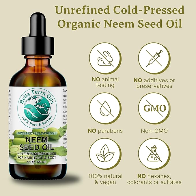 Bella Terra Oils Neem Seed Oil – 1 gallon, Ancient Beauty Secret, Clear Radiant Skin, Eco-Friendly, Premium, Often Used in Soapmaking