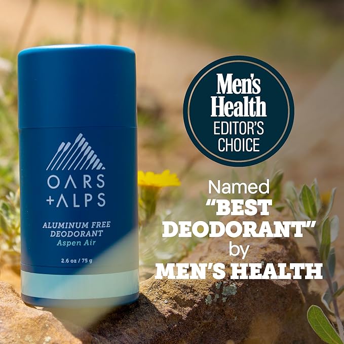 Oars + Alps Deodorant for Men & Women, Aluminum Free Deodorant for Men, Dermatologist Tested, Clean Ingredients, Vegan, Long Lasting, Odor Protection, Aspen Air, 2pk, 2.6oz