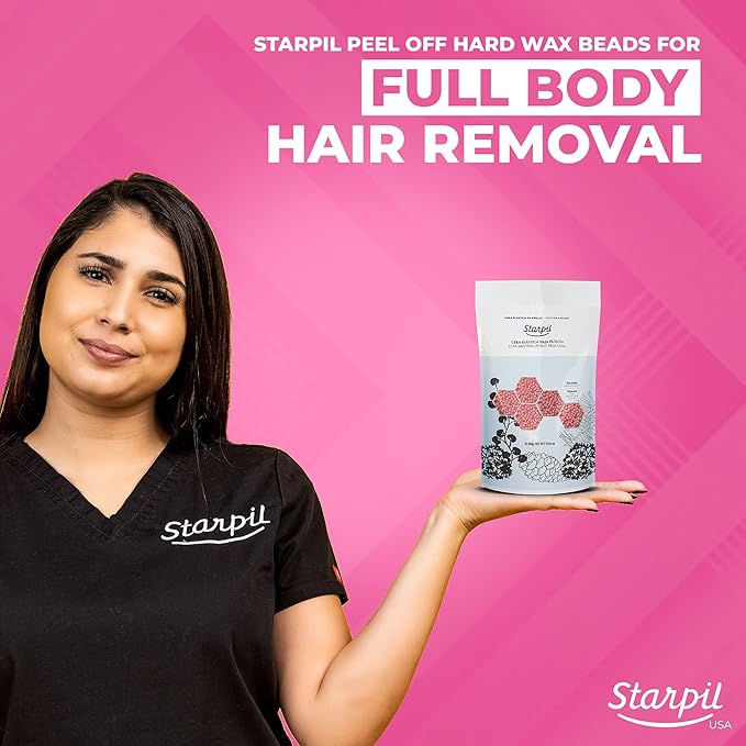 Starpil 500g / 1.1 lb Pink Hard Wax Beads for Painless Hair Removal - Stripless Polymer Blend Low Temperature Wax for Face, Bikini, Brazilian, Legs, Underarms, Back and Chest