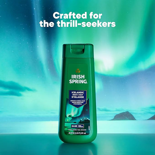 Irish Spring Icelandic Night Moisturizing Face and Body Wash for Men, 24 Hour Fresh, Paraben Free, Aromatic and Herbal Scent, 20 fl oz Bottle (Pack of 4)