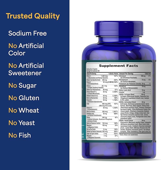 Puritan's Pride Ultra Woman 50 Plus High Potency Performance Time Release Daily Multivitamin with Zinc, Dietary Supplement for Healthy Aging & Cellular Energy Production, 2 Month Supply, 120 Count