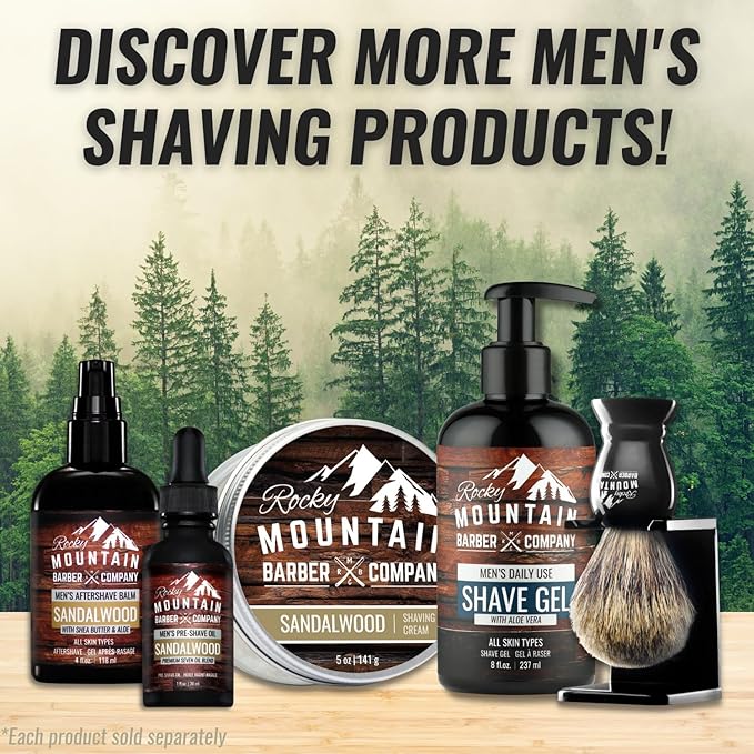 Men's Shave Gel - Clear Shaving Gel So You Can See Where You Are Shaving – For Full Shaves and Tightening Beard Lines - 8oz by Rocky Mountain Barber Company