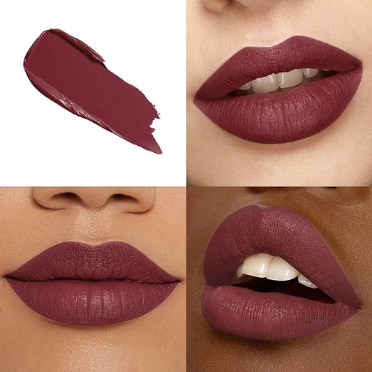 Dark Red Lipstick Long Lasting, Matte Liquid Lipsticks for Women Non Transfer Smudgeproof Smooth and Easy to Appy Cruelty Free Lip Color,M55 Dusty Rose
