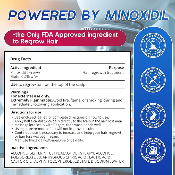Minoxidil for Men and Women Foam Hair Growth - 5% Minoxidil Foam Hair Regrowth Treatment for Men, Topical Hair Loss Treatments, Extra Strength Thicker & Fuller Hair, 4 x 2.11 oz for 4 Months