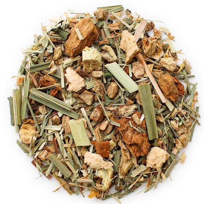 Teabloom Organic Herbal Tea, Ginger Lemongrass Sunrise Loose Leaf Tea, Sweet and Soothing, USDA and EU Certified Organic, Fresh Whole Leaf Blend in Reusable Gift Canister, 2.82 oz/80 g Canister Makes 35-50 Cups