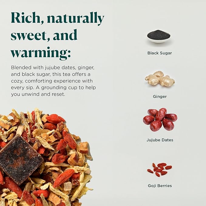 Tea Facto Inner Glow* Jujube Ginger Tea Bags with Dried Ginger Roots and Red Dates - Natural Fiber, Zero Added Sugar, Zero Caffeine - 10 Count