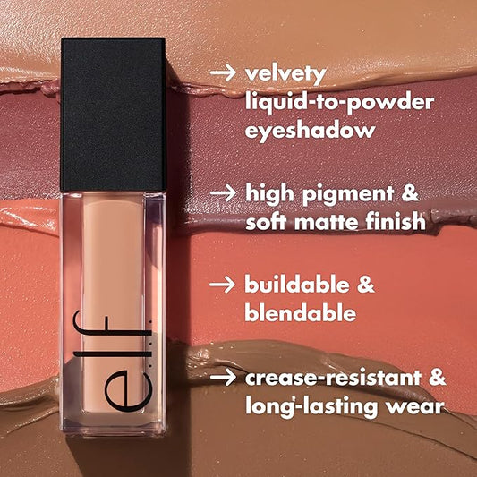 e.l.f. Liquid Velvet Eyeshadow, Crease-Resistant Liquid-to-Powder Eyeshadow For A Rich, Soft-Matte Finish, Vegan & Cruelty-Free, Extra Toasted