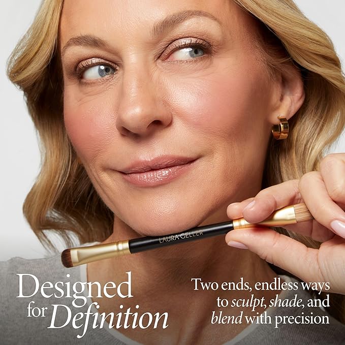 LAURA GELLER NEW YORK Dual-Ended Eyeshadow Brush - Domed Shader & Blending Brush for Baked and Pressed Eyeshadow Application - All Over Eye Makeup Brush