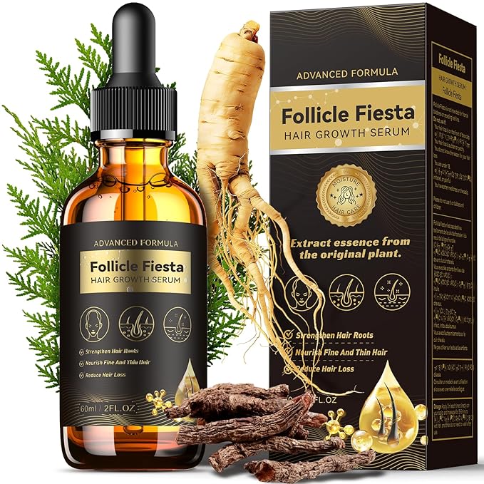 Women‘s Hair Growth Serum Oil, 100% Veganic Natural Herbal Extracts, Root Revive Visibly Thickening Fuller Hair, Follicle Stimulator Scalp Serum for Hair Loss/Shedding,Thin, Dry & Damaged Treatment