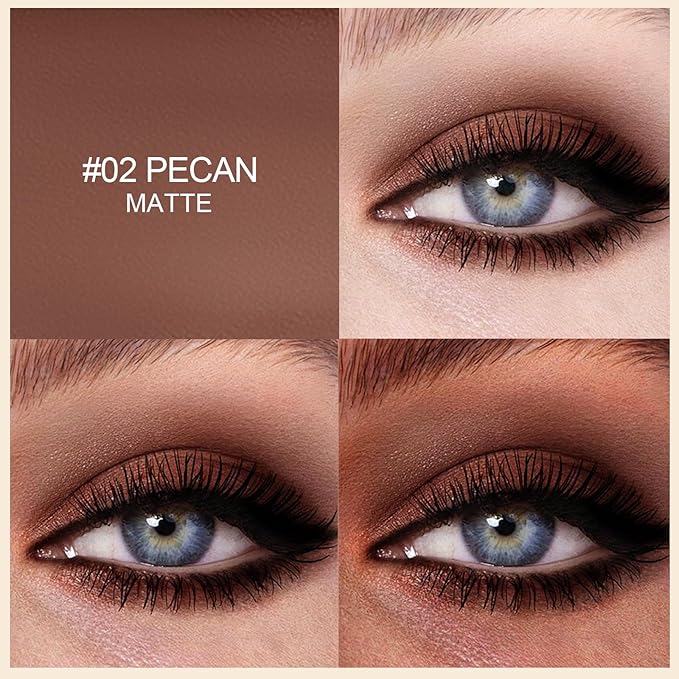 Erinde Waterproof Cream Eyeshadow Stick, Dark Brown Matte Eye Shadow Sticks, Cream to Powder Eyeshadow Crayon, Buildable & Blendable Long-Lasting Eye Shadow Stick, Vegan & Cruelty-Free, 02