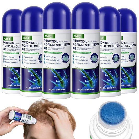 5% minoxidil hair growth Serum for women & men with biotin - with sponge applicator for thinning hair & receding hairline 8-month supply-6pcs Packs 2.71 fl oz per bottle