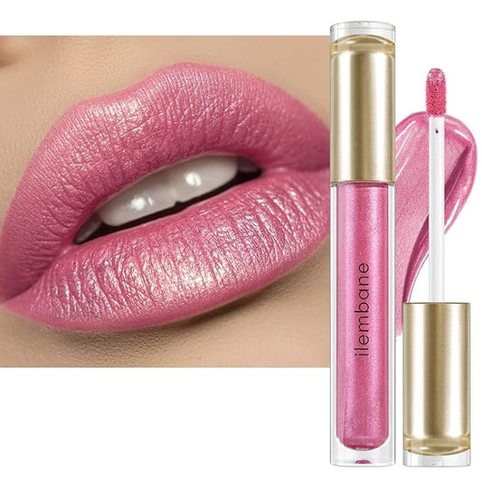 Metallic Liquid Lipstick Nude Maube Pink– High Pigment Long-Lasting Waterproof Shimmer Lip Gloss, Non-Sticky, Smudge-Proof, Party & Daily Wear (Light Up)