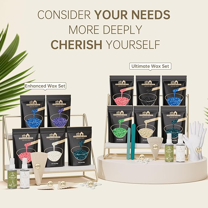 Lifestance Wax Beads Set, 6 Kinds of Waxing Beads, Hard Wax Beans with 44 Items, Perfect for Any Waxing Warmers, Wax Beads for Hair Removal for Full Body Bikini Armpit Underarm Eyebrow Face Leg