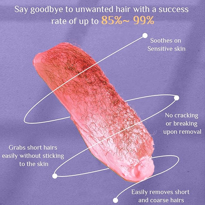 Wax Beads, 1lb Hard Wax Beans for Hair Removal Sensitive Skin with Rose Formula Waxing Beads for Full Body Brazilian Bikini Face Eyebrow at Home Wax Refill for Women Men