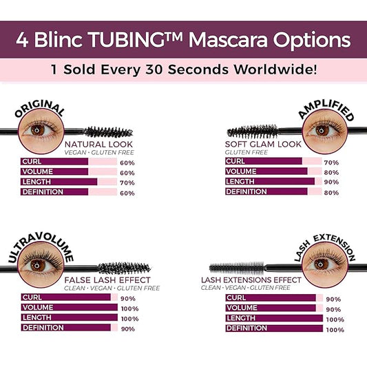 Blinc Original Tubing Mascara – Natural Tint-Like Length & Definition, Longwear, Smudge & Flake Proof, Washable, Sensitive Eyes Safe, Vegan, Cruelty-Free