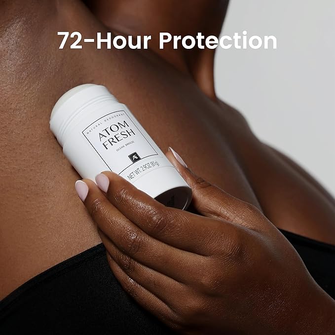 Atom Fresh Natural Deodorant | 72H Odor Protection for Women, Aluminum & Baking Soda Free | Made with Mineral Powder, Amino Acids & Antioxidants to Soothe Skin (Sweet Jasmine)