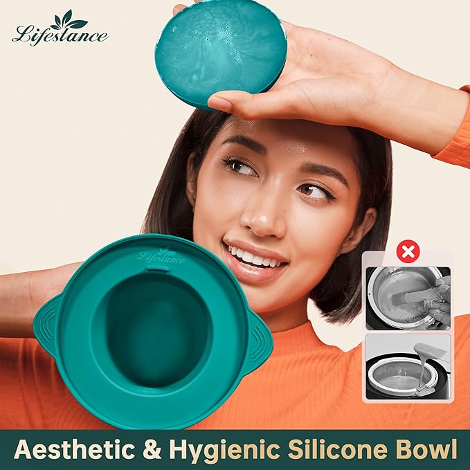 Lifestance Waxing Kit for Women & Men - L3 Emerald Alloy Digital Warmer, Silicone Wax Pot Liner, Hair Removal Kit with 14.1oz Hard Wax Beads & Oil Spray Professional for Home Brazilian Bikini Face Leg