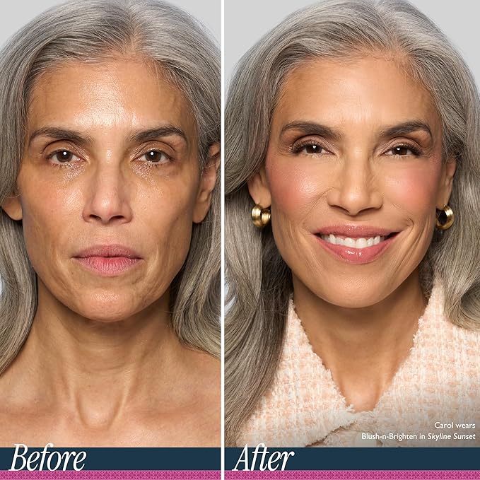 LAURA GELLER NEW YORK Holiday 2025 Limited Edition Baked Blush-n-Brighten Marbleized Blush - Skyline Sunset - Pink Color for Cheeks (02 Skyline Sunset + Kabuki Brush)