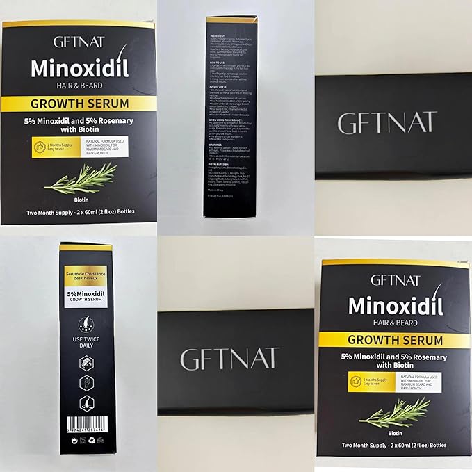 5% Minoxidil for Women with Biotin and Rosemary Hair Growth Serum (Glass Bottle), 5% Minoxidil for Men Spray for Thicker Fuller Hair