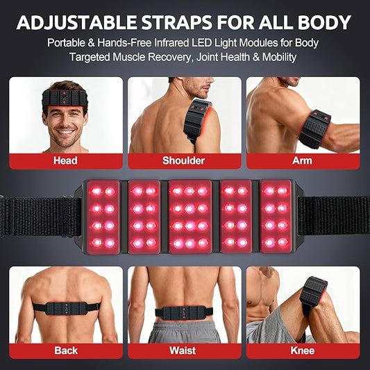 Red Light Therapy Belt, LED 660nm & 850nm Near Infrared Light for Muscle Recovery, Pain Relief, Wearable Wrap –Inflammation, Joint Health & Mobility - Portable & Hands-Free