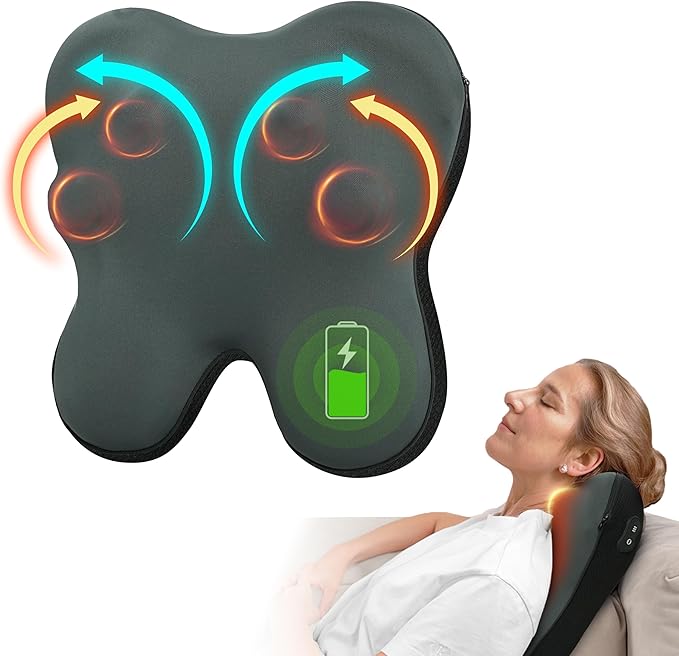 Back Massager with Heat, FSA Eligible HSA Eligible Cordless Shiatsu Neck Massager for Muscle Pain Relief, Kneading Massage Pillow for Neck, Back, Shoulder, Gifts for Women Men