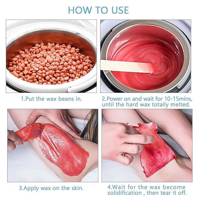 Professional Waxing Kit Wax Warmer Double Pot Wax Heater Machine for Hair Removal, Large Waxing Pot for Spa Salon Beauty Esthetician Home, with Adjustable Temperature Set, 50 Stick & 20 Collar(White)