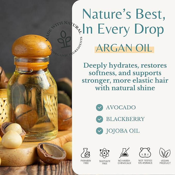 Argan Oil Moisturizing Conditioner with Avocado, Blackberry & Jojoba, 16 fl oz, Restorative & Smoothing Formula, Vegan, Paraben-Free, Sulfate-Free, for All Hair Types