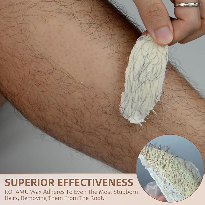 KOTAMU Hard Wax Beads for Hair Removal - 1lb Sensitive Skin Thick Hair Formula for Full Body, Face, Chest, Back, Leg, Bikini Brazilian Waxing - Wax Refill for Women and Men