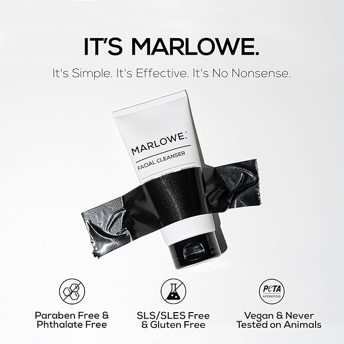 MARLOWE. No. 121 Facial Cleanser 6 oz, Daily Mens Face Wash with Natural Extracts & Antioxidants, Soothes, Purifies, Refreshes, Thick Lather, Fresh Woodsy Scent