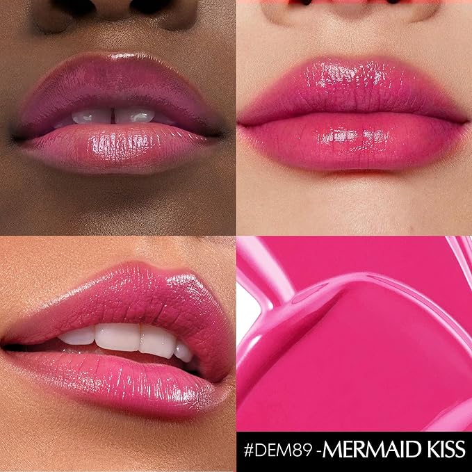 3Pc Hydrate Lipstick for Women Berry Hot Pink Pink Moisture Lipstick Lip Gloss Sheer-Medium Coverage Long Lasting Lipsticks for Dry Lips, DM65/89/96